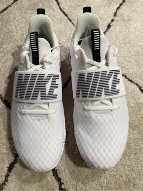 Nike White Sneakers with Black Logo Strap